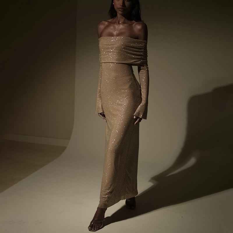Greetje Stijlvolle Maxi Jurk met Off-shoulder