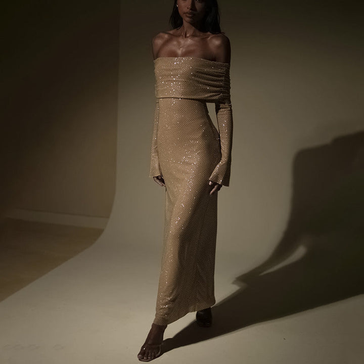 Greetje Stijlvolle Maxi Jurk met Off-shoulder