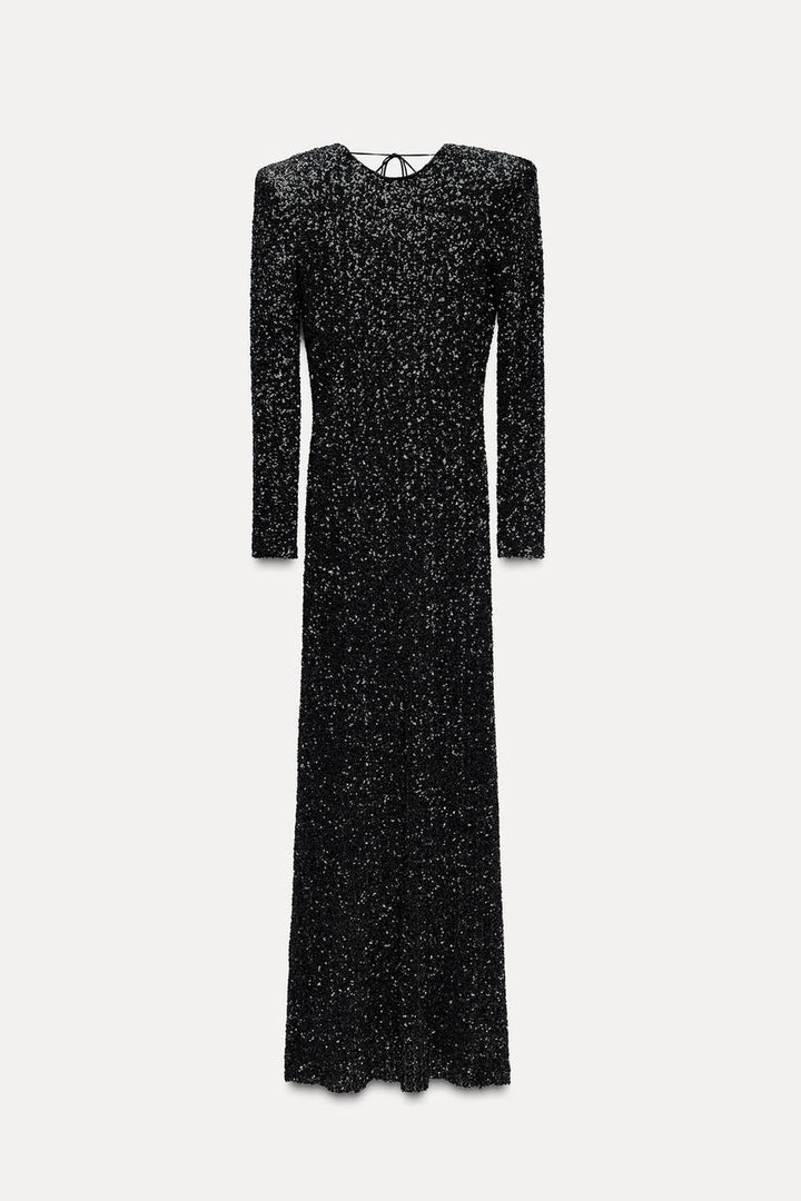 Jolien Getailleerde Maxi Jurk met Pailletten