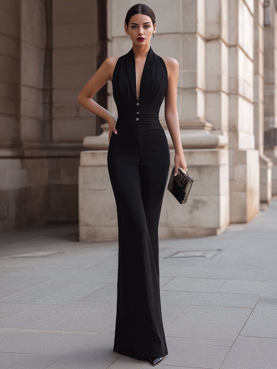 Hannah Getailleerde Jumpsuit met Halterhals