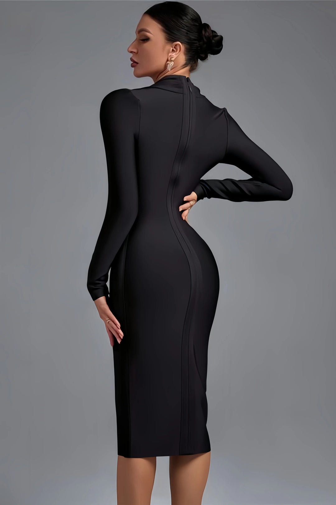 Feline Elegante Midi Jurk met Wikkeldetail