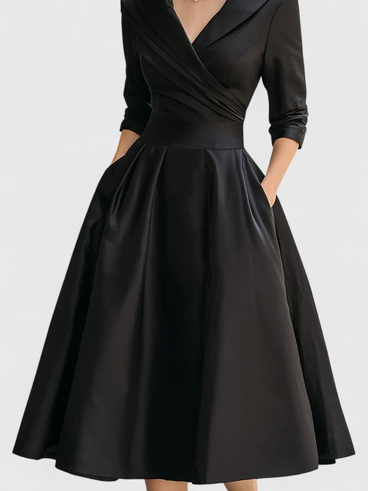 Yan Elegante Midi Jurk met Zakken