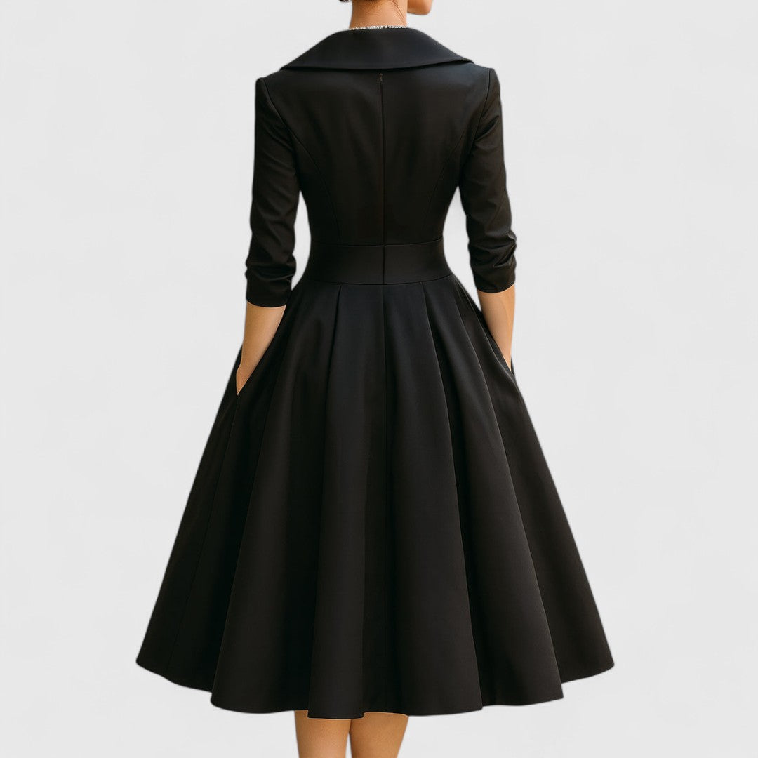 Rianne566 Elegante Midi Jurk met V-hals