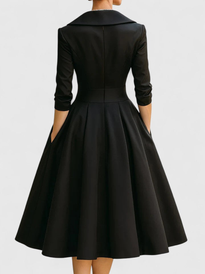 Yan Elegante Midi Jurk met Zakken