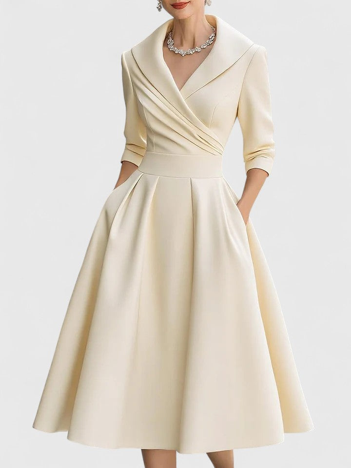 Yan Elegante Midi Jurk met Zakken