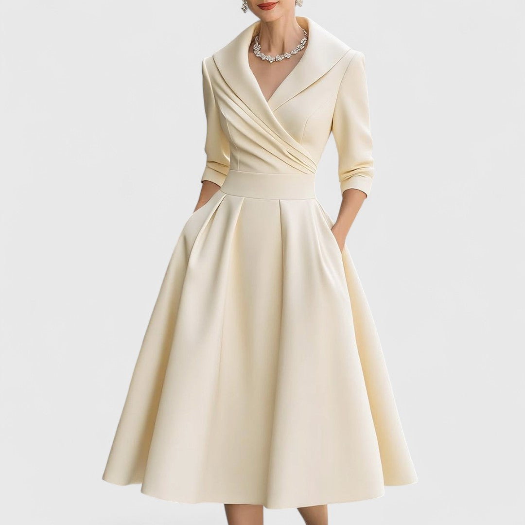 Rianne566 Elegante Midi Jurk met V-hals