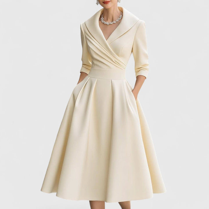 Rianne566 Elegante Midi Jurk met V-hals