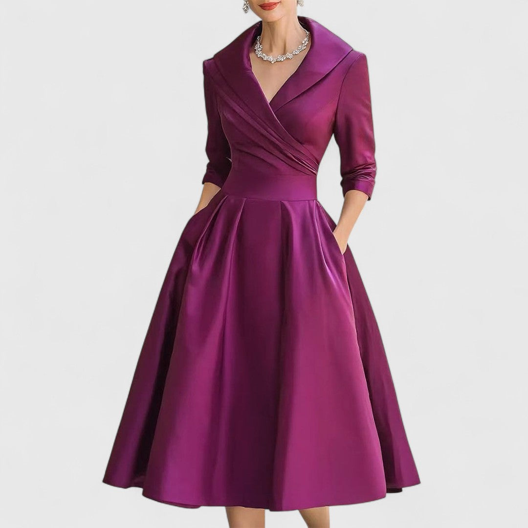 Rianne566 Elegante Midi Jurk met V-hals