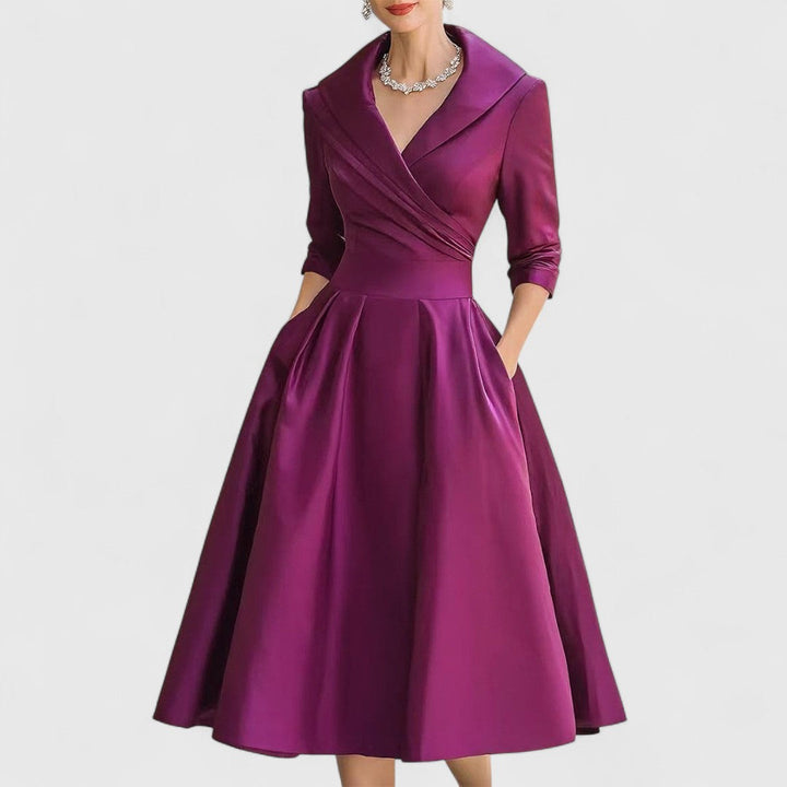Rianne566 Elegante Midi Jurk met V-hals