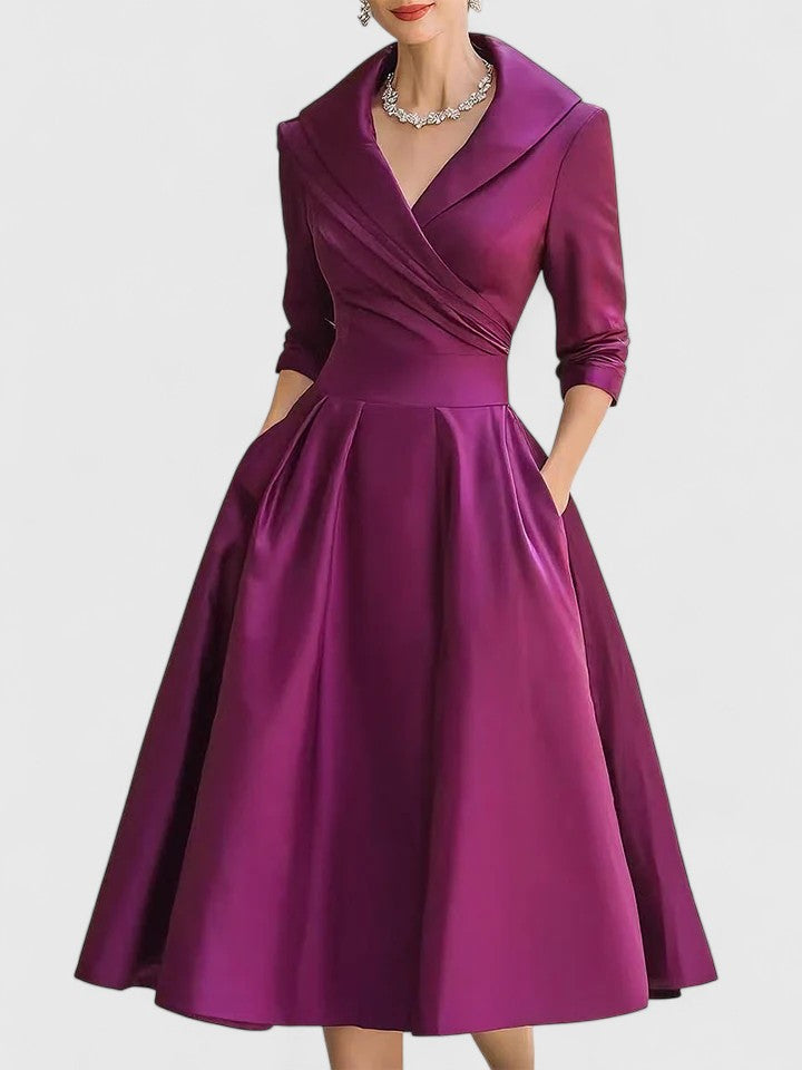 Yan Elegante Midi Jurk met Zakken
