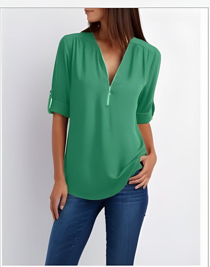Amaya Verfijnde Blouse met Ritssluiting