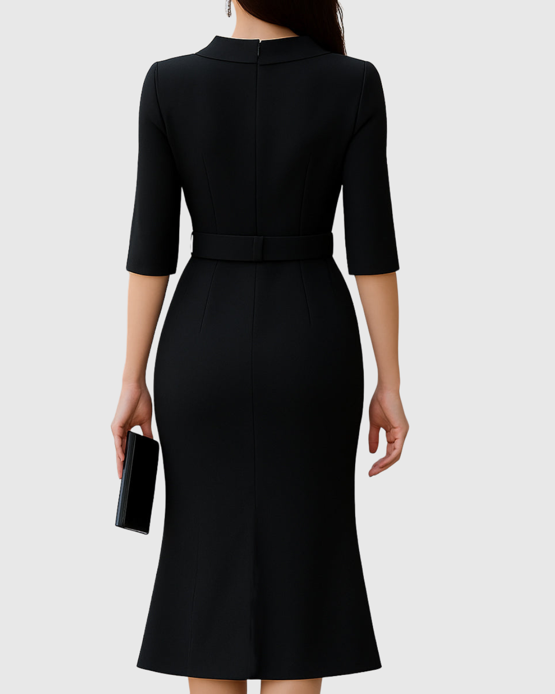 Blythewyn Tijdloze Midi Jurk met Hoge hals