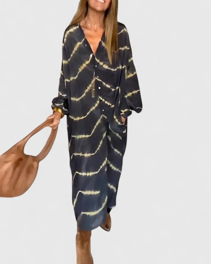 Nova Relaxte Midi Jurk met V-hals