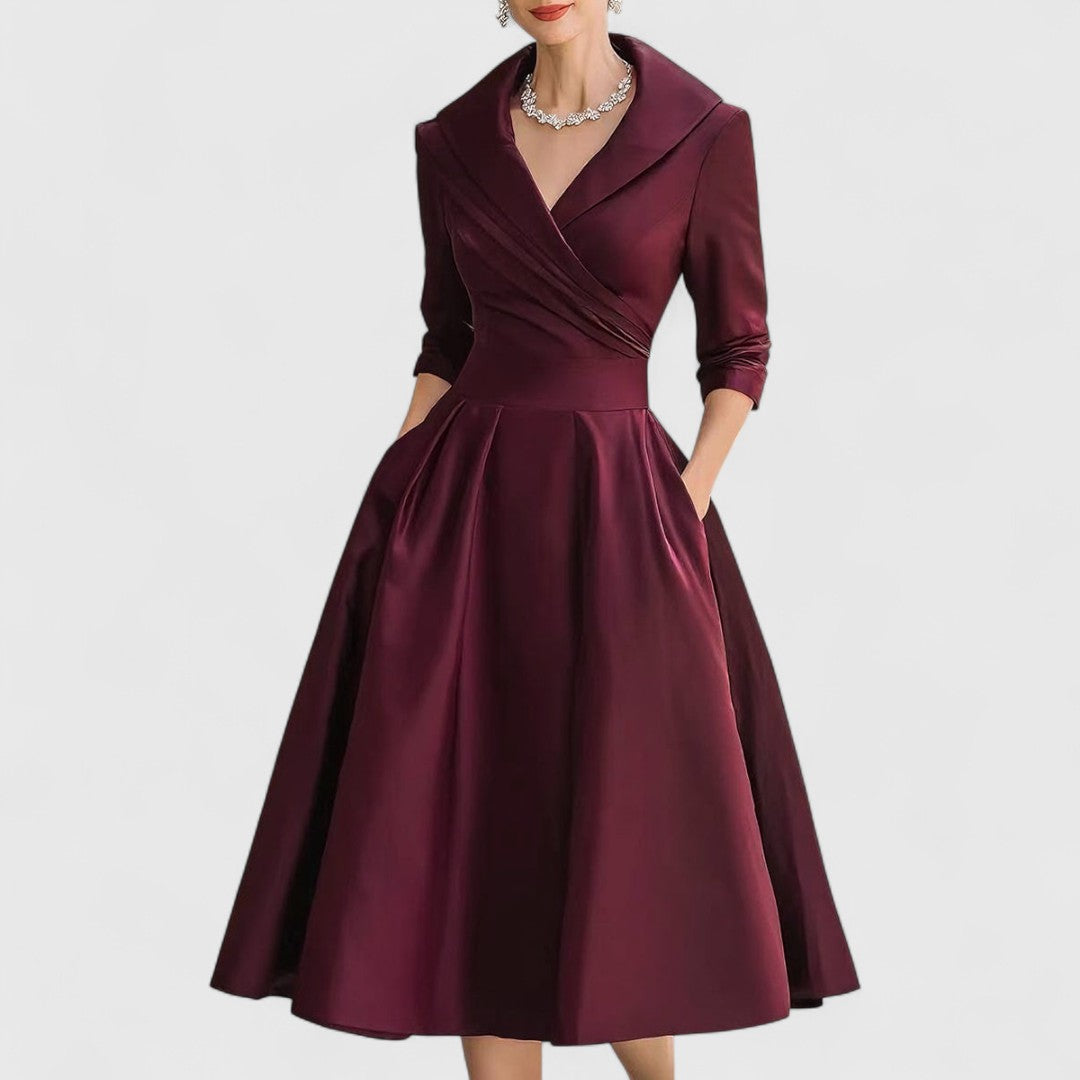Rianne566 Elegante Midi Jurk met V-hals