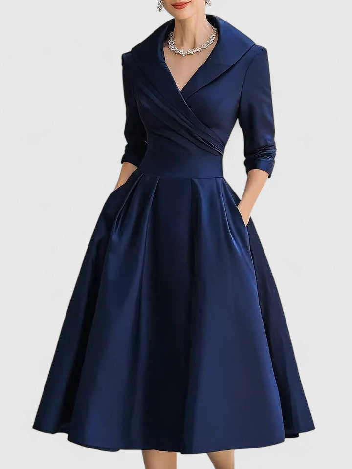 Yan Elegante Midi Jurk met Zakken