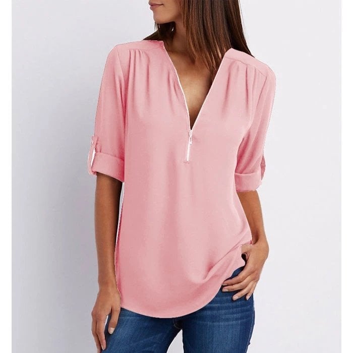 Rosé Verfijnde Blouse met V-hals