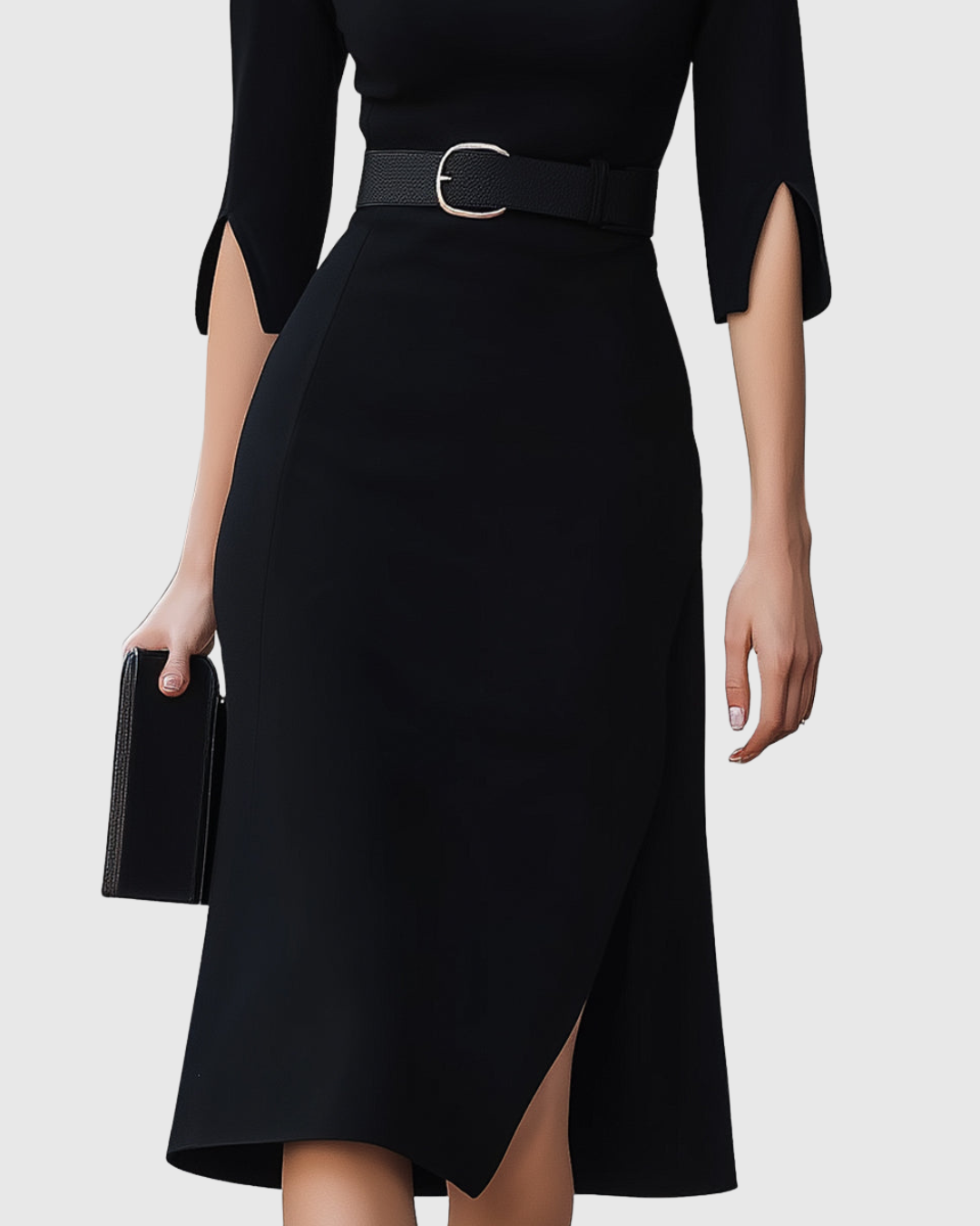 Blythewyn Tijdloze Midi Jurk met Hoge hals