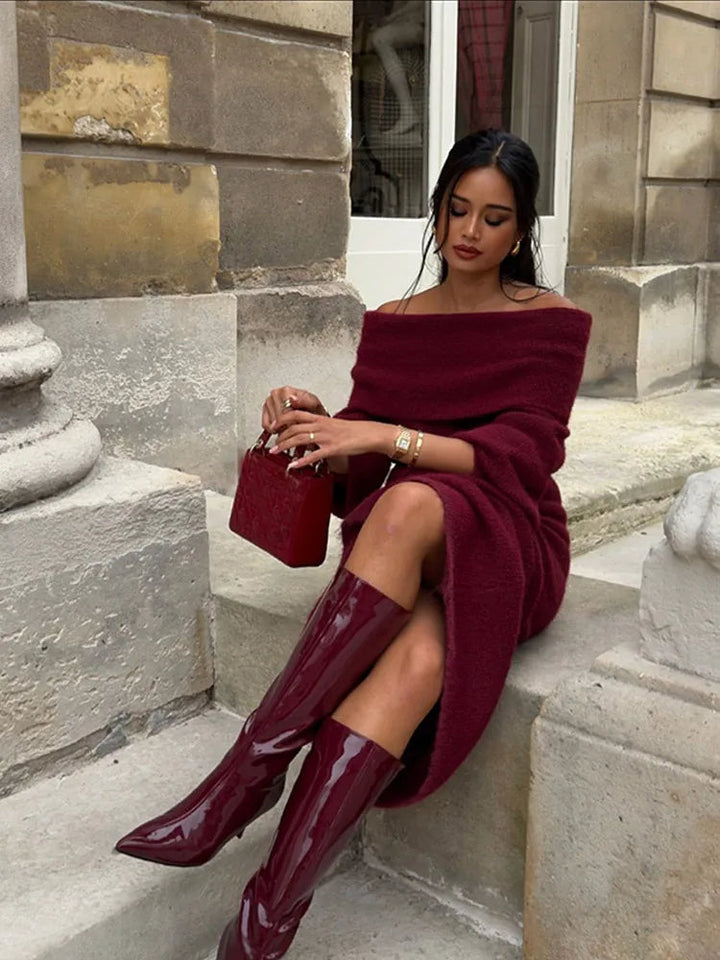 Eloah Verfijnde Maxi Jurk met Off-shoulder
