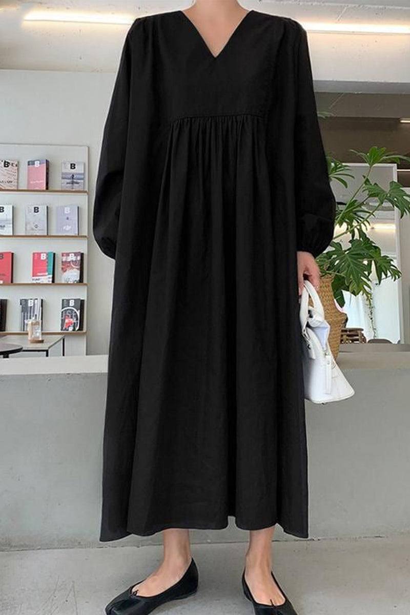 Herfst Elegante Midi Jurk met V-hals