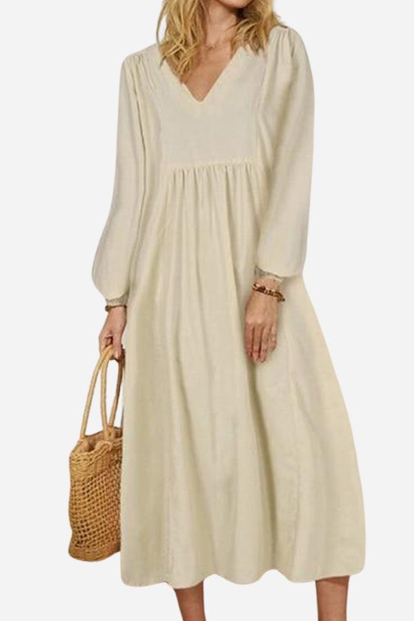 Herfst Elegante Midi Jurk met V-hals