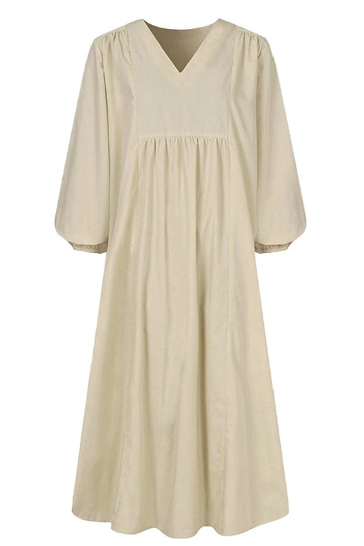 Herfst Elegante Midi Jurk met V-hals