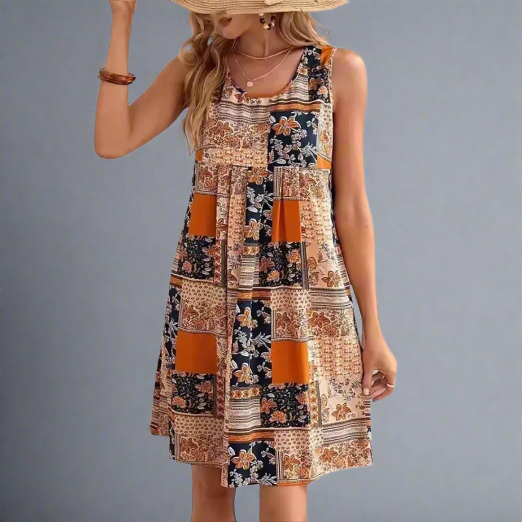 Indie Tijdloze Mini Jurk met Ronde hals