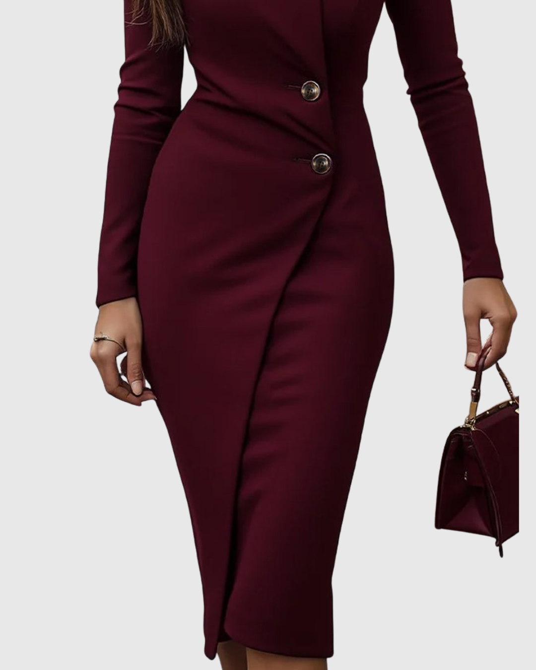 Luned Elegante Midi Jurk met Wikkeldetail