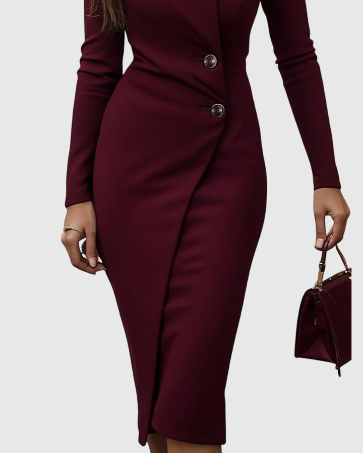 Luned Elegante Midi Jurk met Wikkeldetail