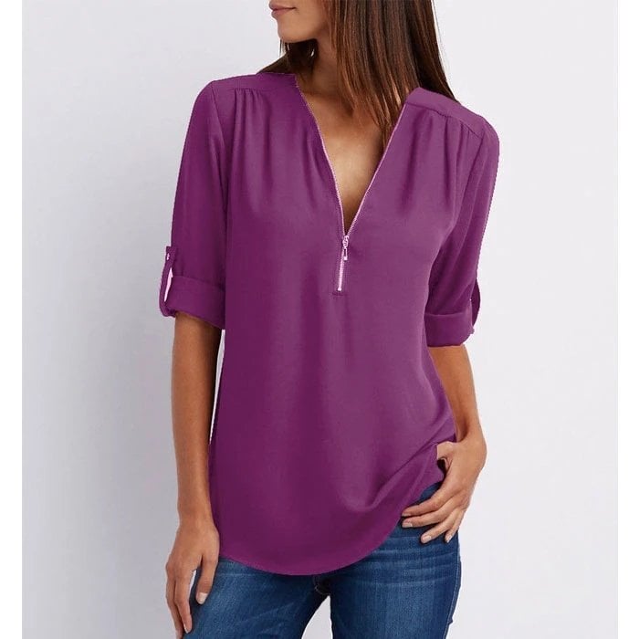 Rosé Verfijnde Blouse met V-hals