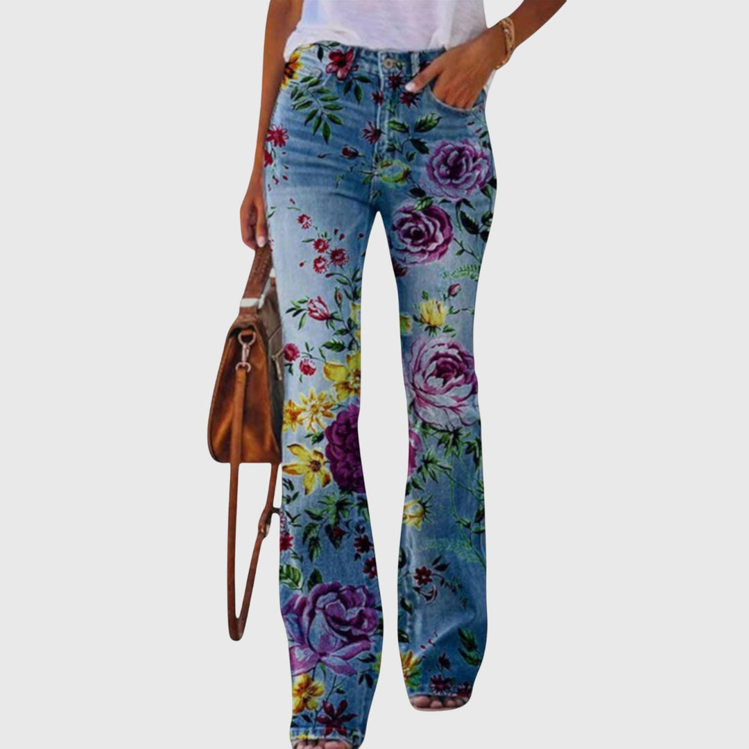 Hilde557 Wijde Broek met Bloemenprint