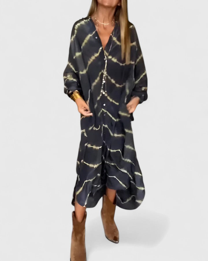 Nova Relaxte Midi Jurk met V-hals
