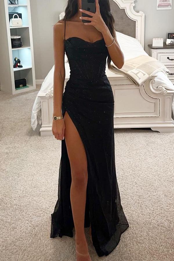 Livia Getailleerde Maxi Jurk met Split