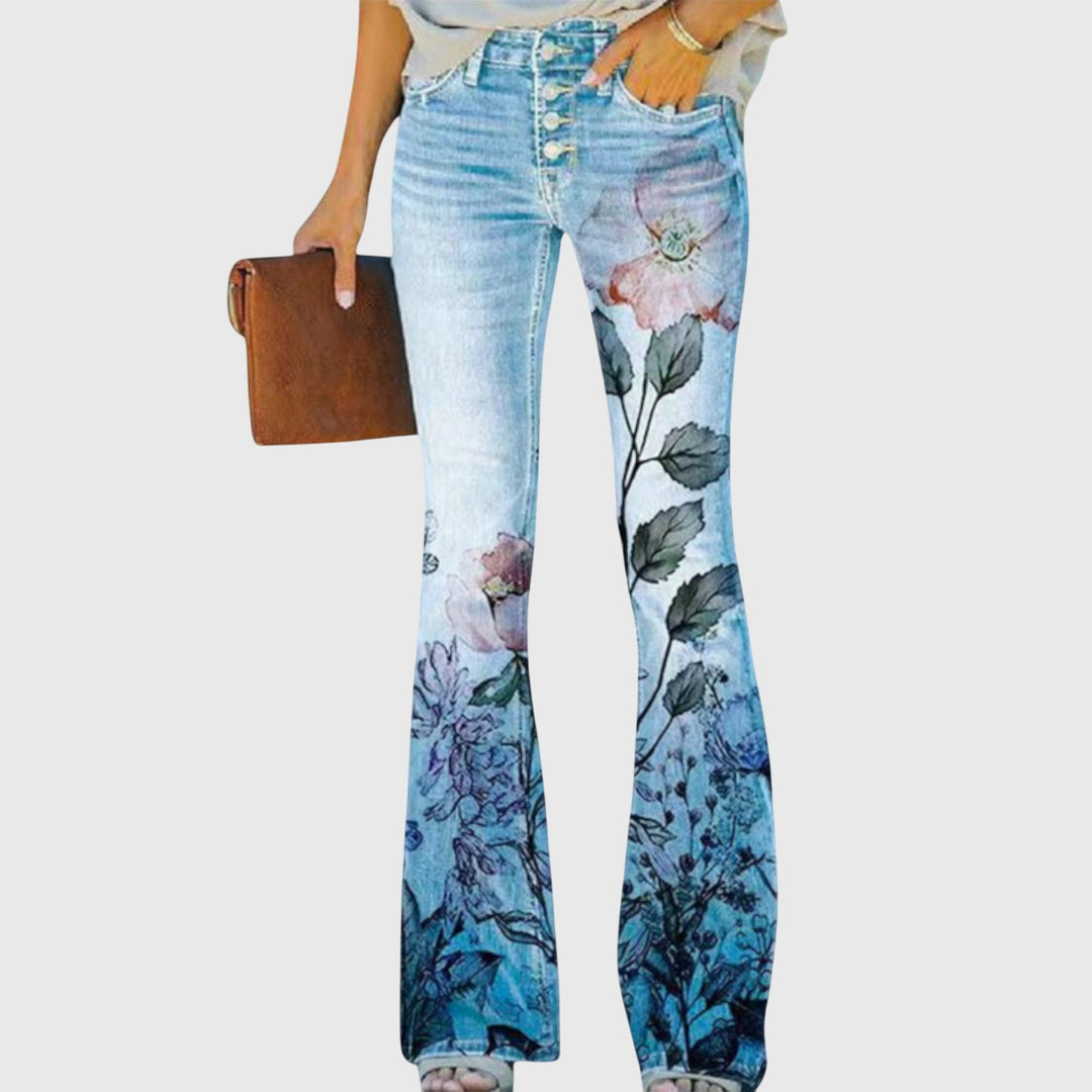 Hilde557 Wijde Broek met Bloemenprint