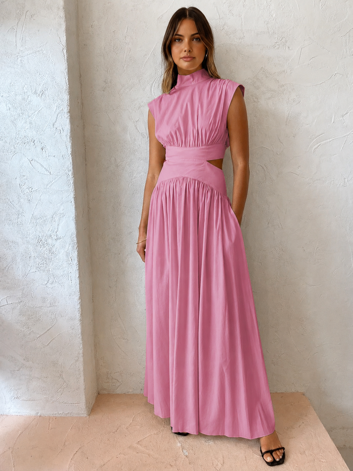 Carlien Stijlvolle Maxi Jurk met Hoge hals