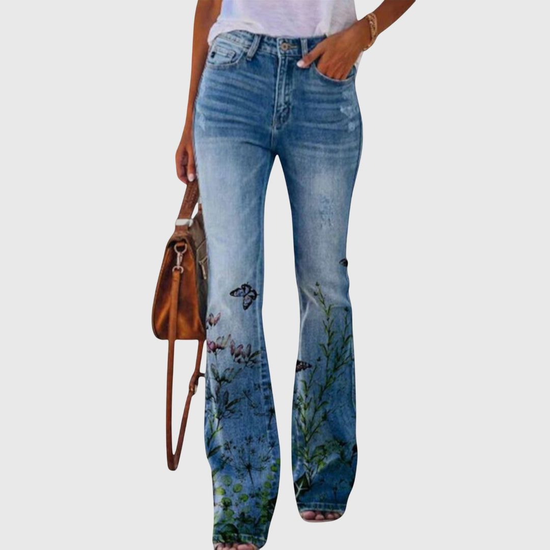 Hilde557 Wijde Broek met Bloemenprint