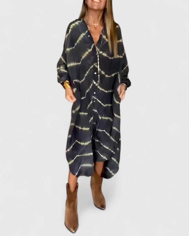 Nova Relaxte Midi Jurk met V-hals