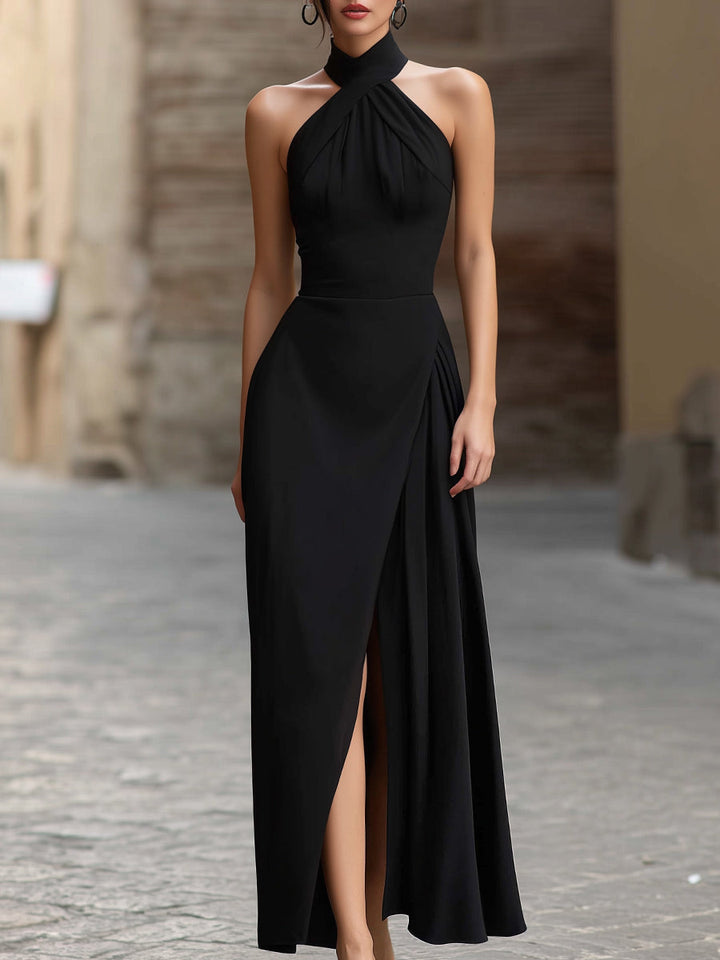Suze Getailleerde Maxi Jurk met Halterhals