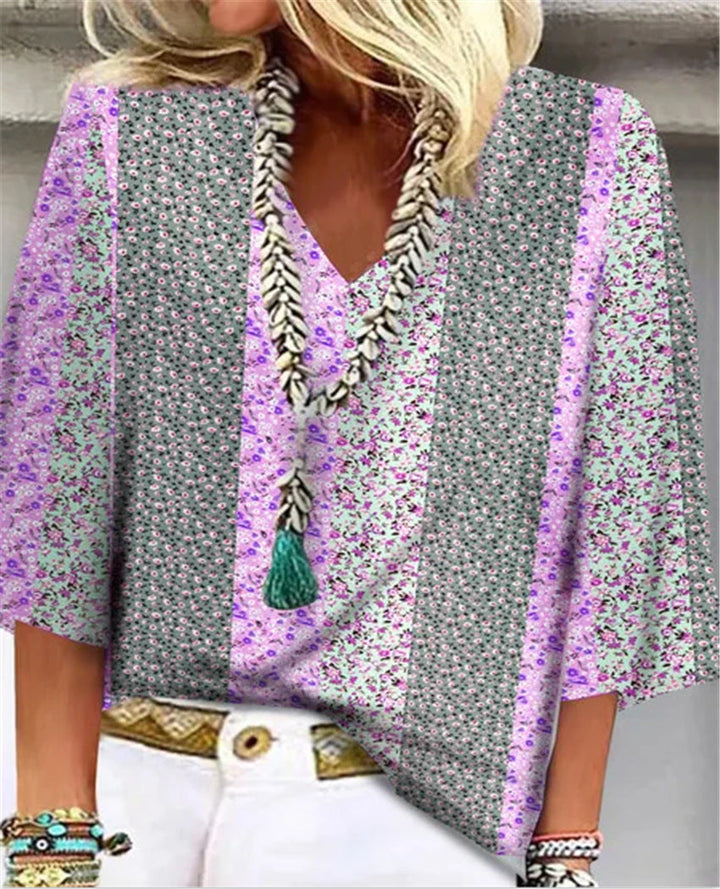 Mosaic Relaxte Top met V-hals