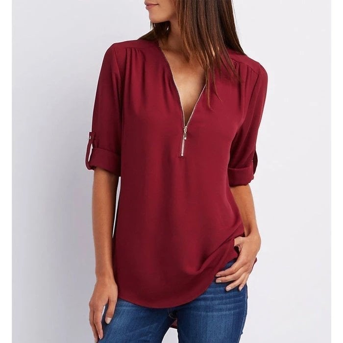 Rosé Verfijnde Blouse met V-hals