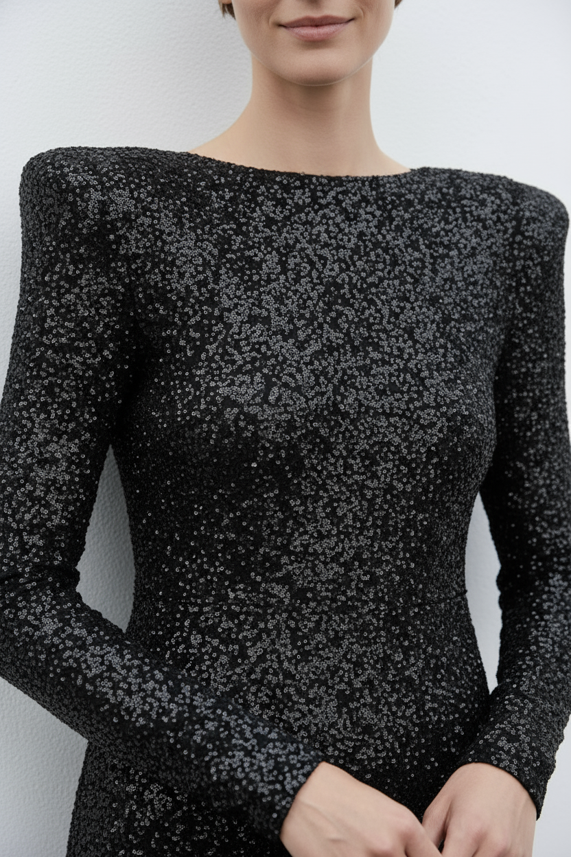 Jolien Getailleerde Maxi Jurk met Pailletten