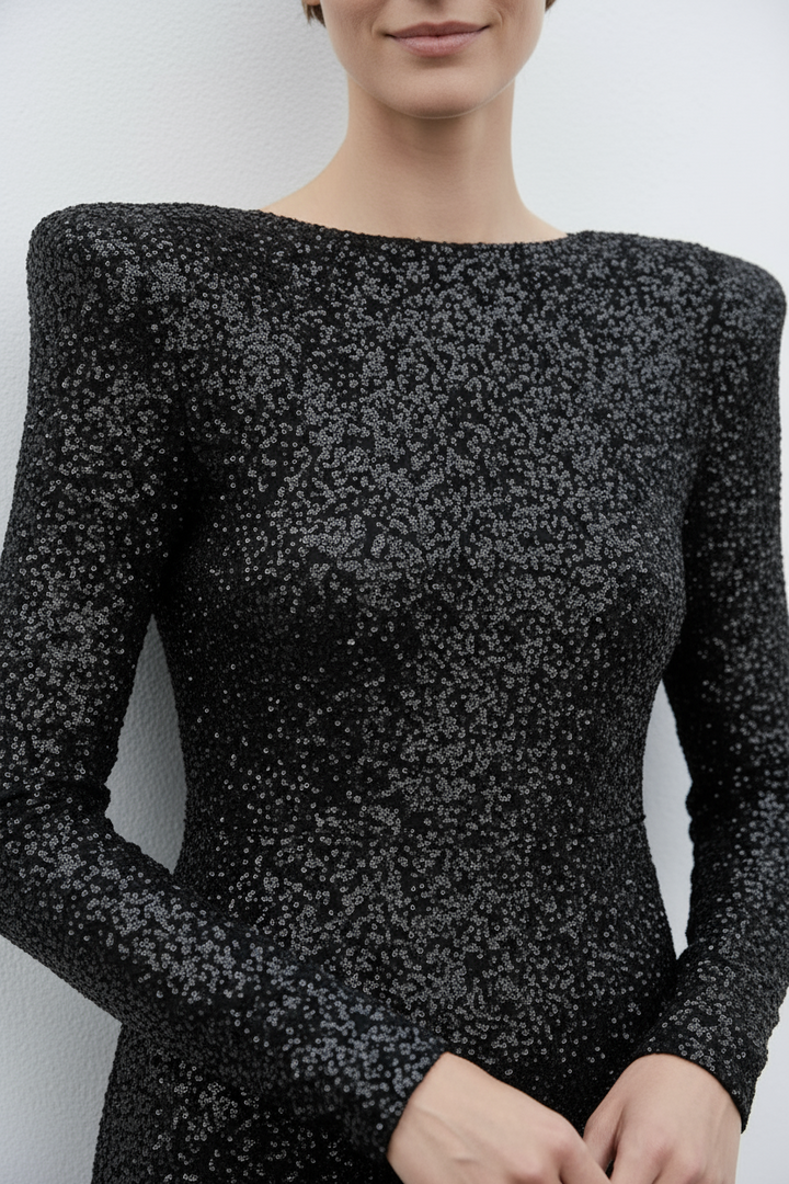 Jolien Getailleerde Maxi Jurk met Pailletten