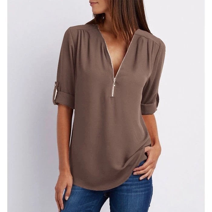 Rosé Verfijnde Blouse met V-hals