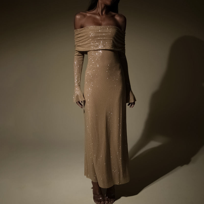 Greetje Stijlvolle Maxi Jurk met Off-shoulder