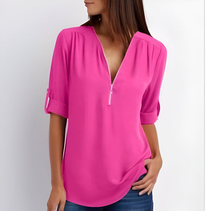 Amaya Verfijnde Blouse met Ritssluiting