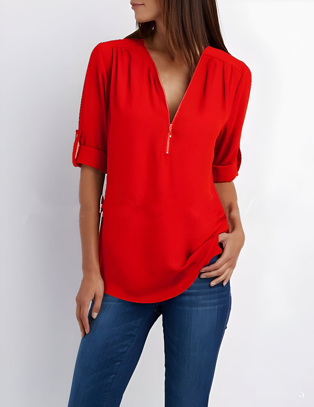 Amaya Verfijnde Blouse met Ritssluiting
