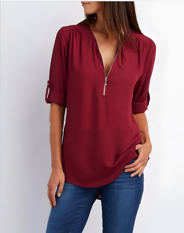 Amaya Verfijnde Blouse met Ritssluiting