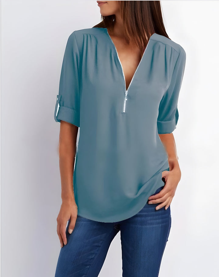 Amaya Verfijnde Blouse met Ritssluiting
