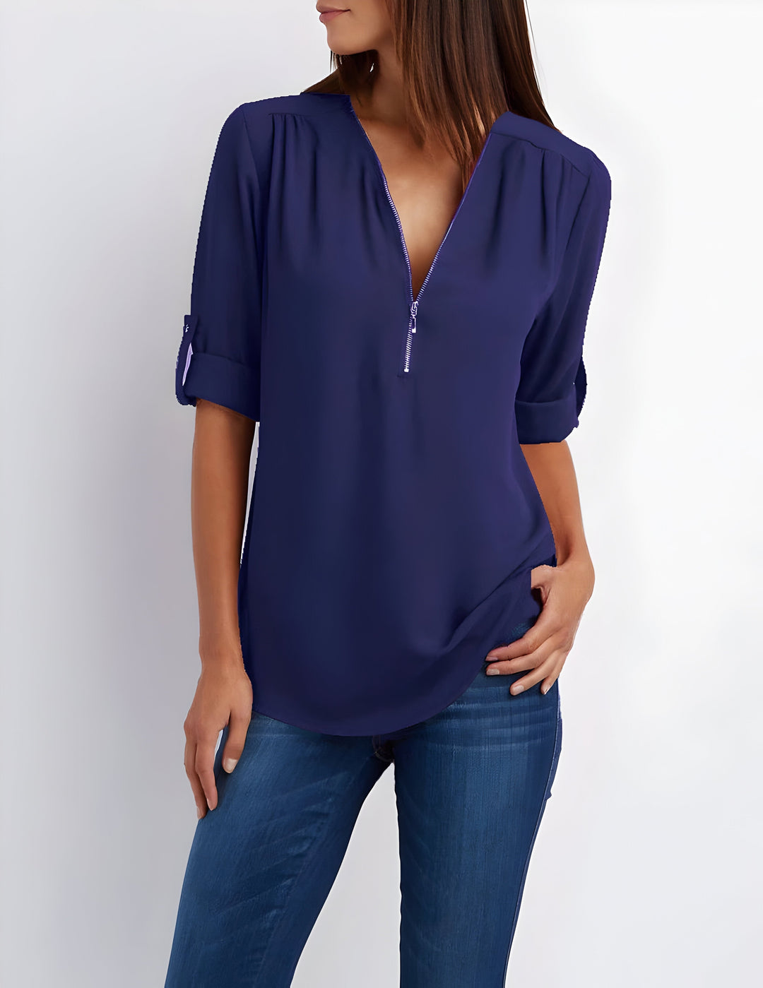 Amaya Verfijnde Blouse met Ritssluiting