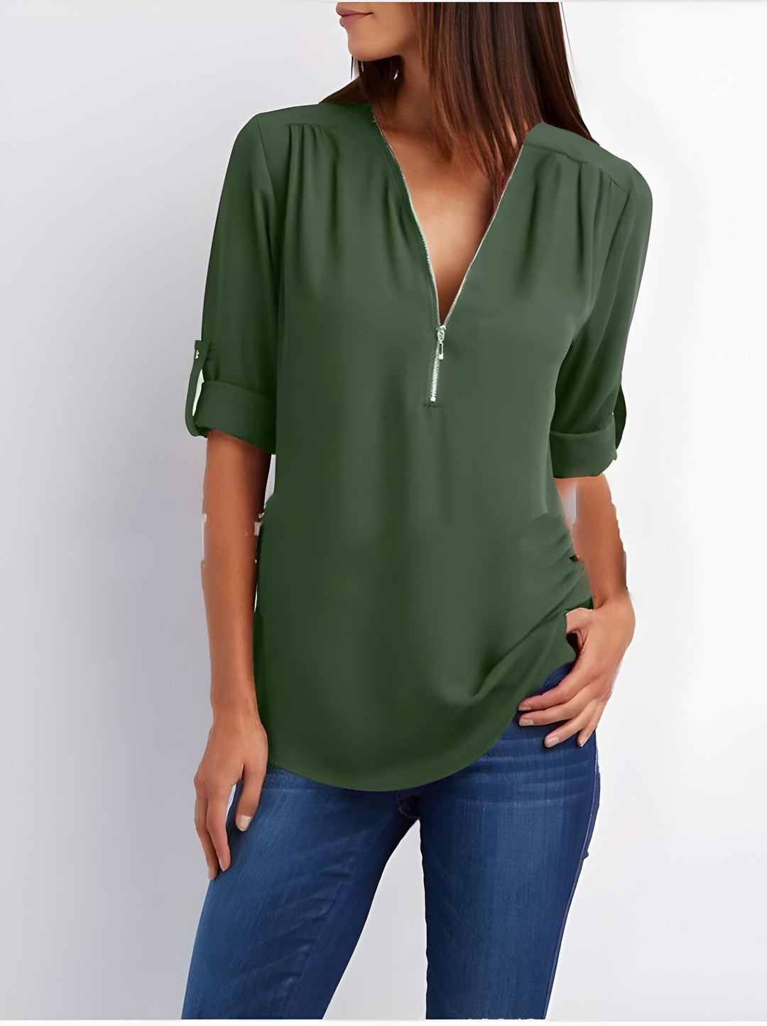 Amaya Verfijnde Blouse met Ritssluiting