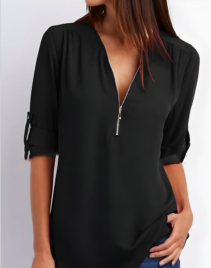 Amaya Verfijnde Blouse met Ritssluiting